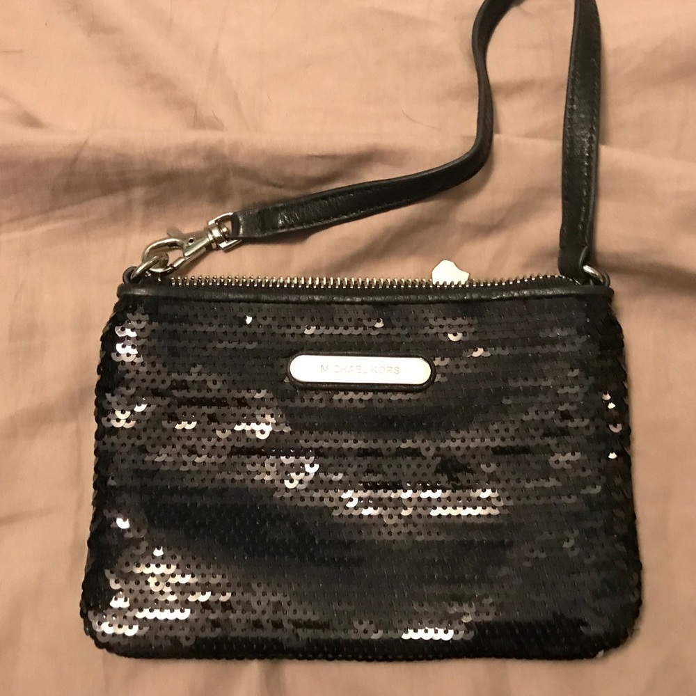 Michael Kors - sequined black wristlet/handbag